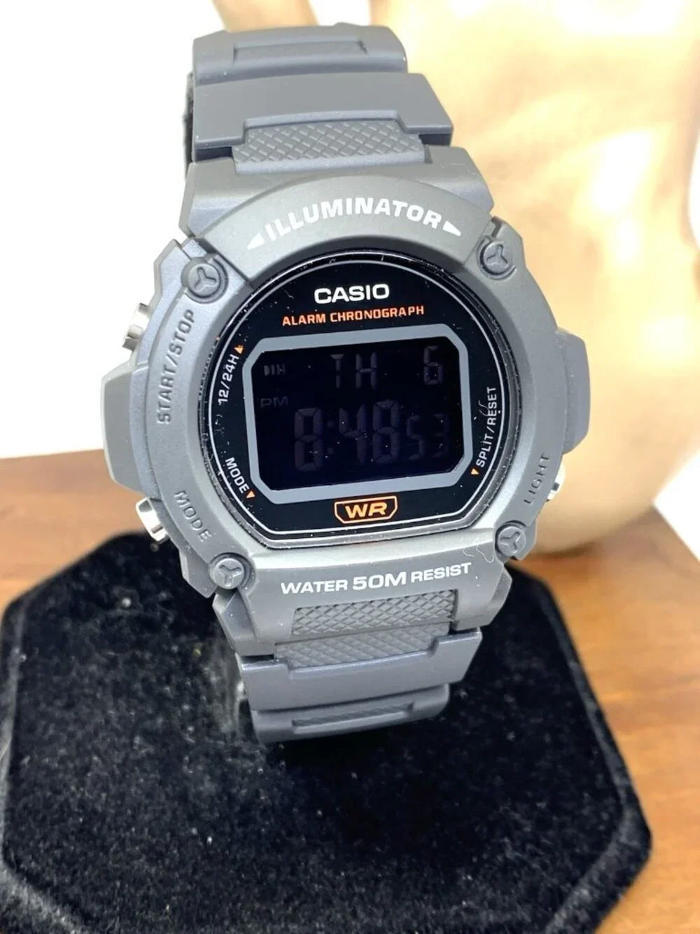 Casio Men's Watch W219H Illuminator Quartz Digital 42mm Gray Resin Sport 3224